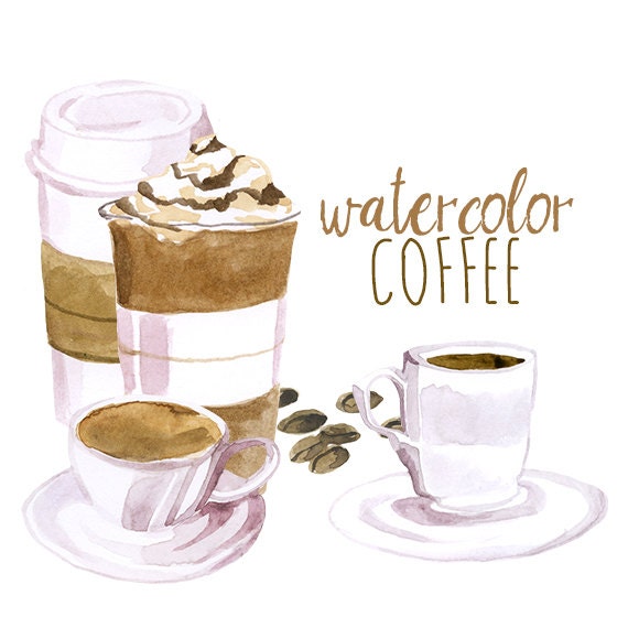 Aquarell Kaffee Clipart Kunstlerische Spat Clipart Etsy