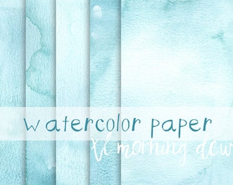 Teal Morning Dew Digital Watercolor Paper, Extra Large Digital backgrounds, Digital Scrapbook, 12x12, 12x24 light blue watercolor paper