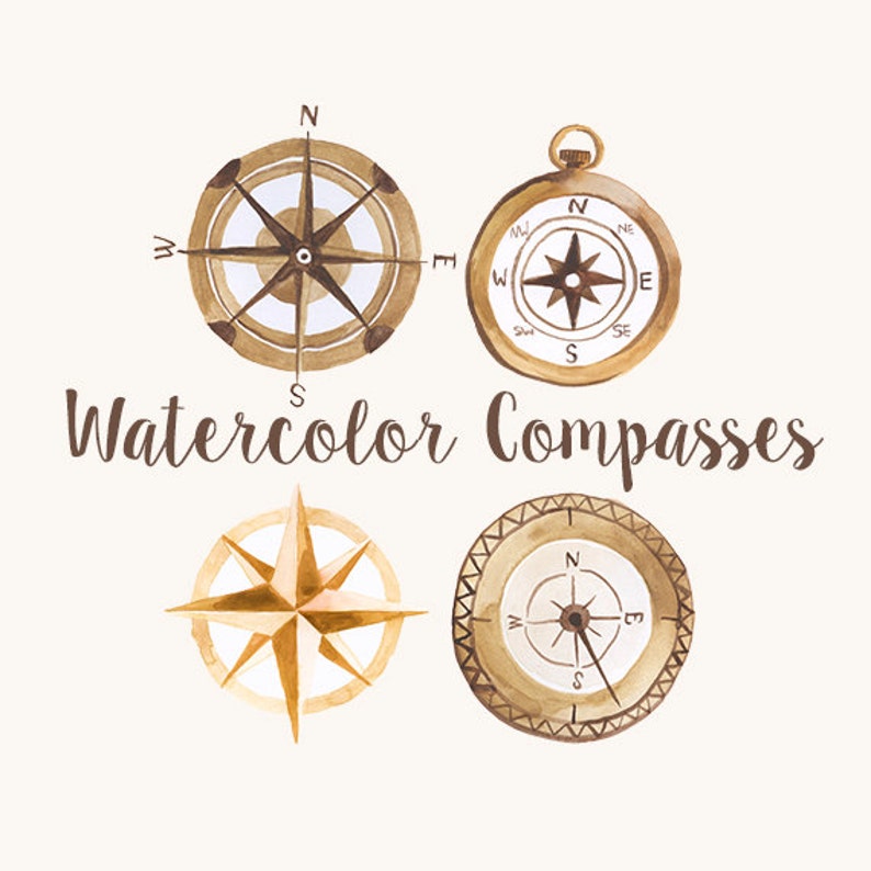 Watercolor Compasses Compass Clip Art Explorer Clipart Woodland Clip Art Map Illustration Adventure Clip Art Watercolor Map Nesw