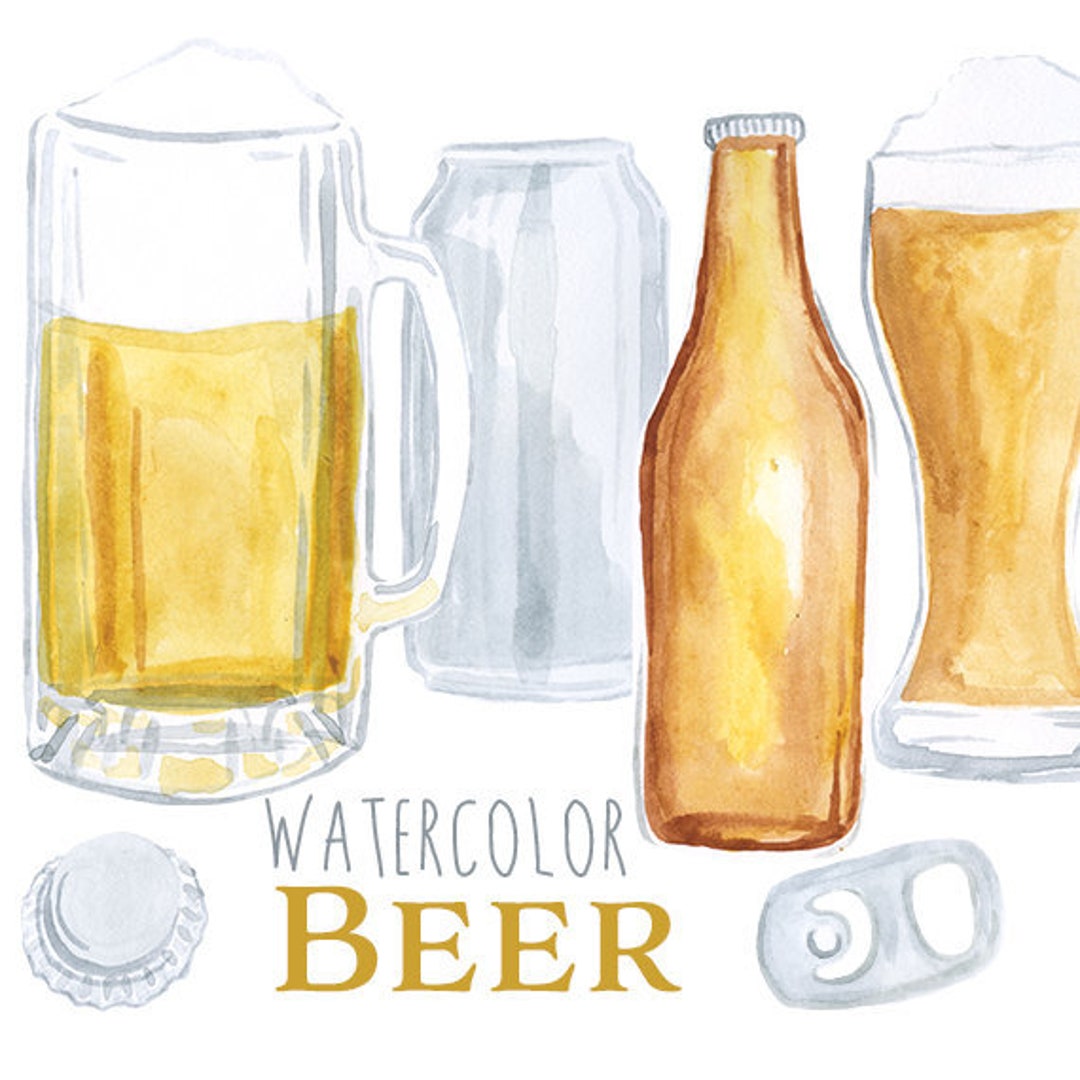 Watercolor Beer Clip Art Beer Clipart Set Alcohol Clip Art Etsy Ireland
