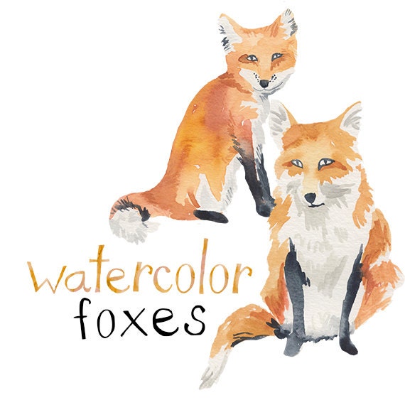 Aquarell Gemalt Fuchse Clip Art Fox Kommerzielle Nutzung Etsy
