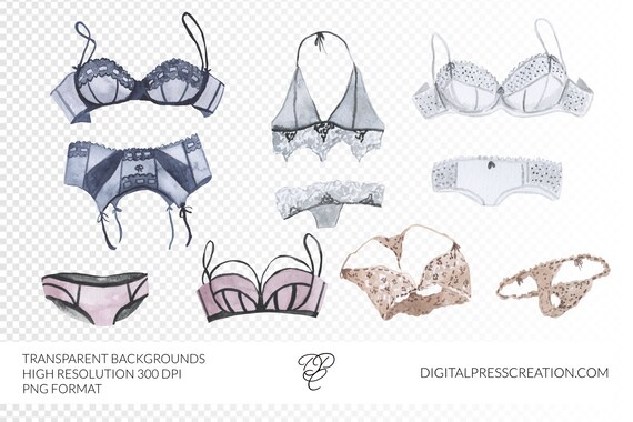 Watercolor Lingerie Clip Art Bras And Panties Sexy Clip Art | Etsy