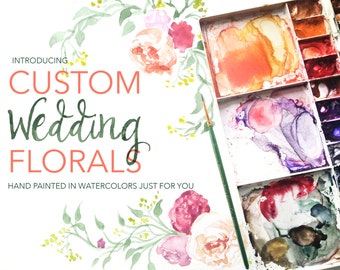 Custom Wedding Floral Artwork, Flower Wedding Invitation Custom, Watercolor Flowers Made to Order, Floral Border, Custom Wedding Borders