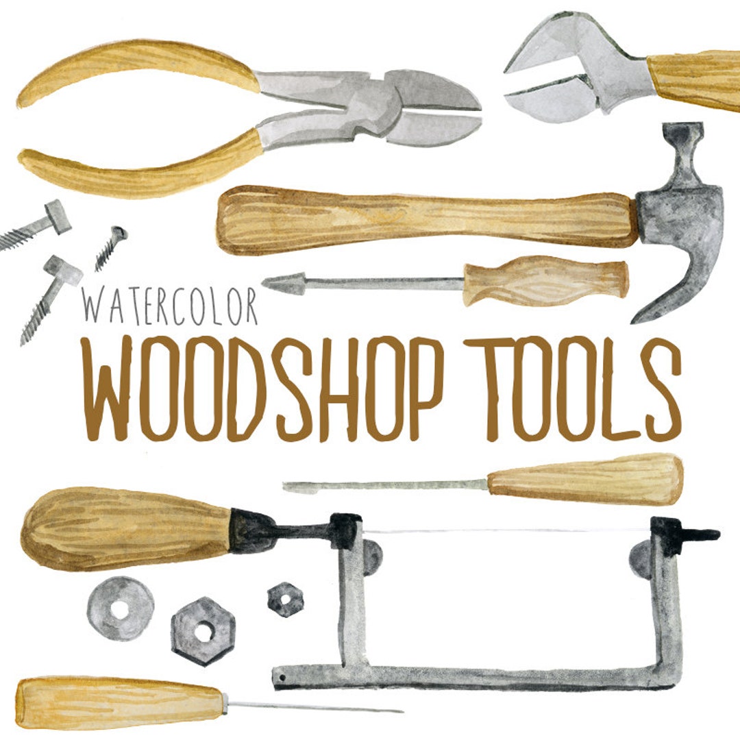 Watercolor Woodshop Tools Shop Tools Woodworking Clipart - Etsy