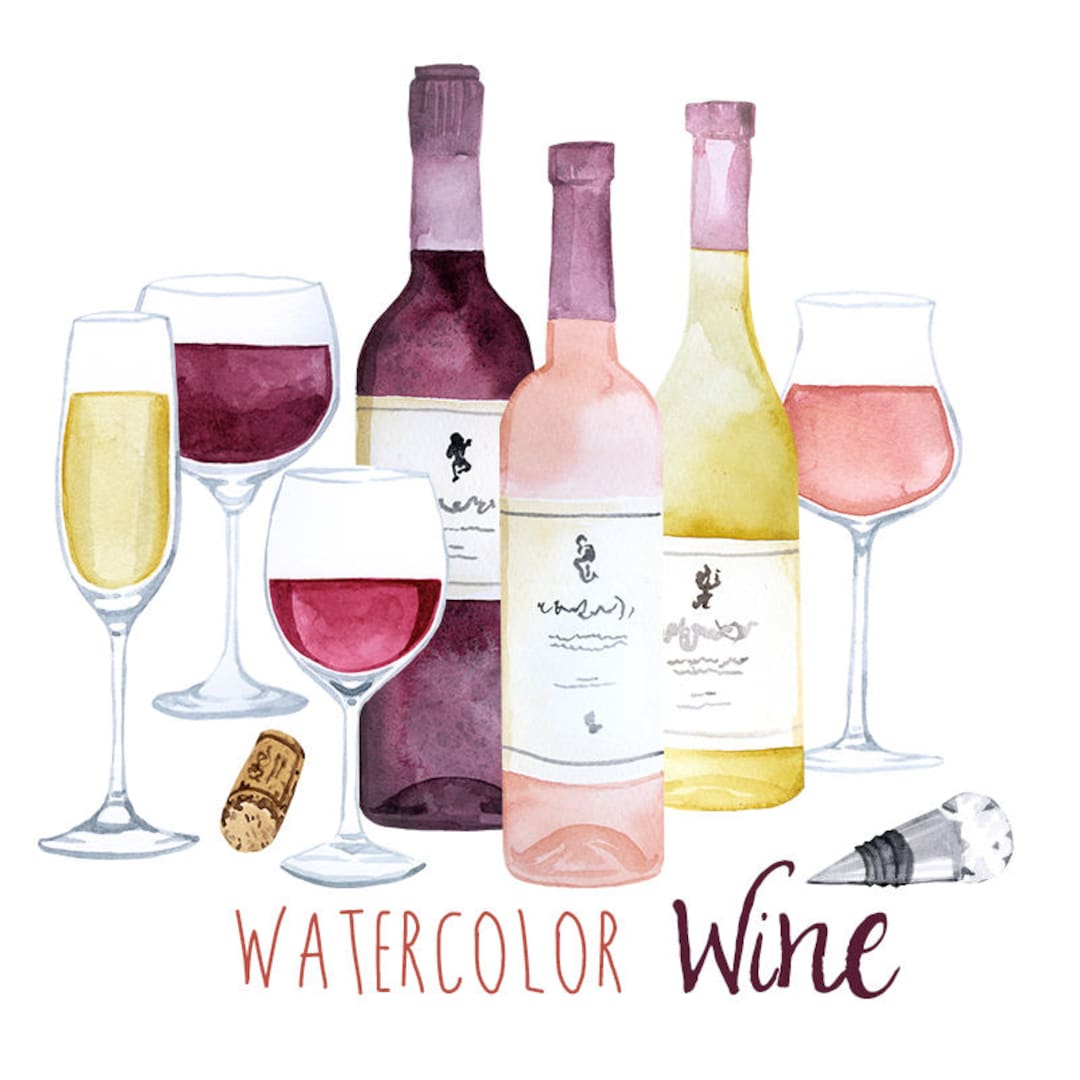 Aquarell Wein ClipArt Set hübsche Alkohol Clipart Aquarelle - Etsy.de