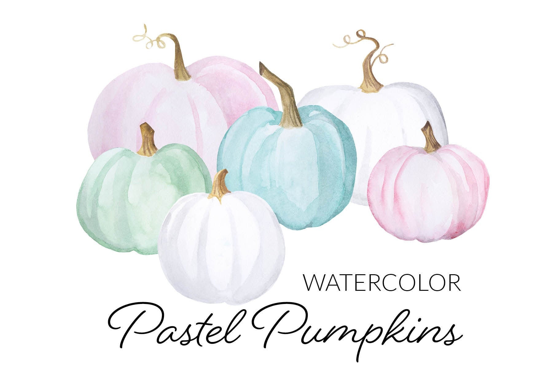 Watercolor Pastel Pumpkins Crafty Halloween Hipster Pumpkin Etsy