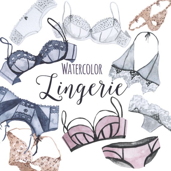 Watercolor Lingerie Clip Art Bras And Panties Sexy Clip Art | Etsy