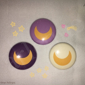 Pretty Soldier Sailor Moon, Luna / Artemis / Diana ( three 1&quot; pinback button / magnet set )