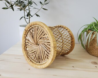 VTG Plant Stand Small Prop Display Natural Woven Grass Rattan Stand