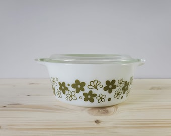 Pyrex Green Spring Blossom 427 1.5 Pt Casserole Dish with Lid