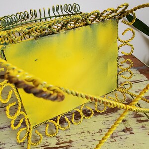 VTG Birdcage Tabletop Metal Wire Decorative Yellow Birdcage Decor Vintage Planter Garden Art image 7