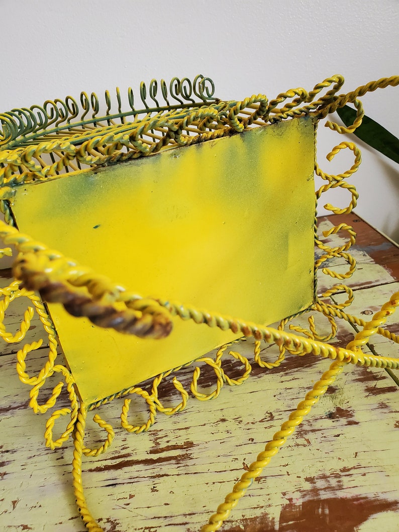 VTG Birdcage Tabletop Metal Wire Decorative Yellow Birdcage Decor Vintage Planter Garden Art image 7
