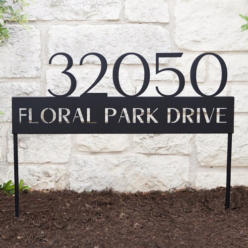 Monogram Street Address Personalized Steel Yard Sign House Etsy