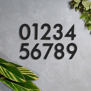 ONE 4&quot;H or 6&quot;H Matte Black Aluminum Magnetic Address Number, House Numbers, Modern, Mid Century, Easy to Install, Farmhouse, Street Numbers