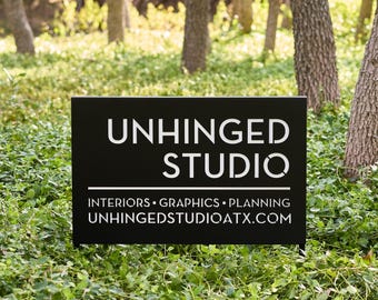 Hyde Park Yard Sign - Customizable Business Signage, Modern Steel Sign with Stakes