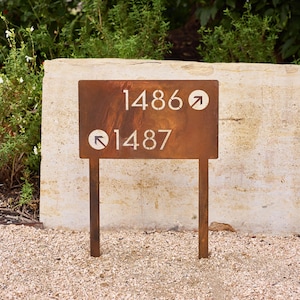 Customizable Steel Directional Yard Sign with Arrows - Modern House Sign