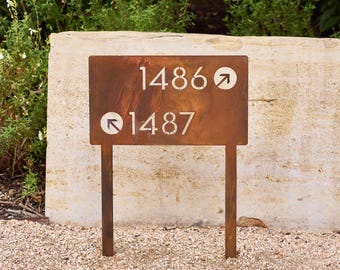 Customizable Steel Directional Yard Sign with Arrows - Modern House Sign