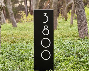 Customizable Oak Knoll Yard Sign - Modern Steel Address Sign with Stakes
