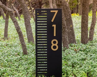 Double-Sided Antigua XL Yard Sign - Vertical Yard Plaque with 6" Numbers