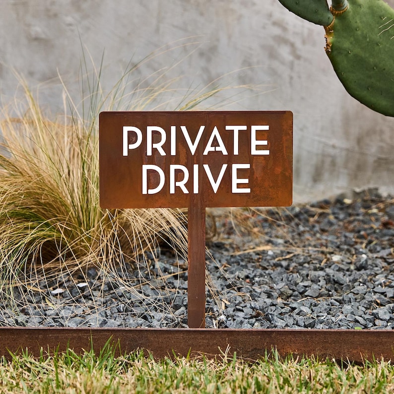 Customizable Metal Yard Sign: Modern Steel Property Signage (11”W x 17.5”H) image 2