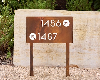 Customizable Steel Directional Yard Sign with Arrows - Modern House Sign