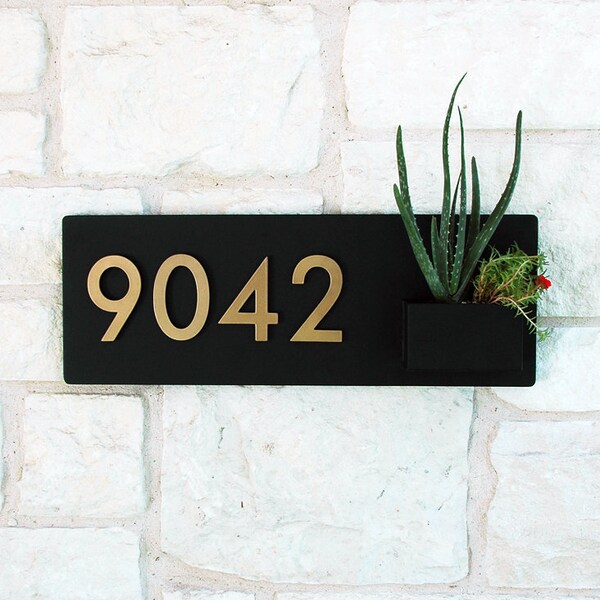 South First Planter w/ Silver or Brass Address Numbers, Address Sign, House Numbers, Address Plaque (Free Shipping)