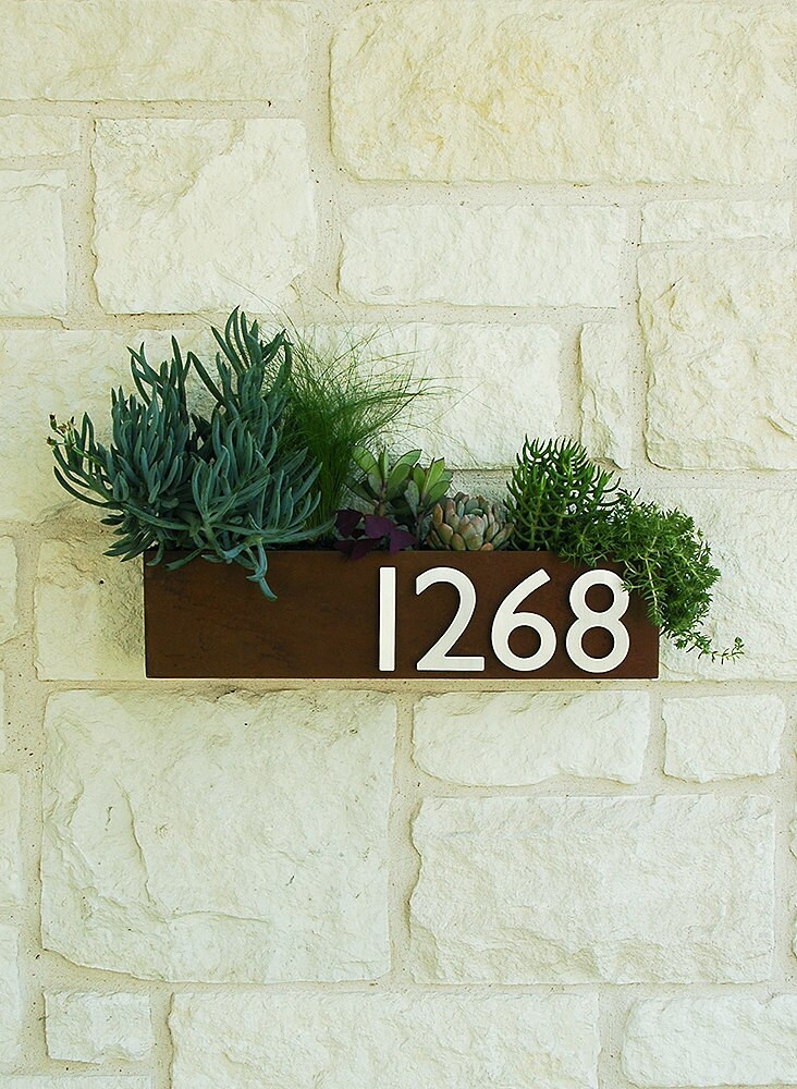 Clarkesville Planter w/ Silver Address Numbers House Numbers Etsy