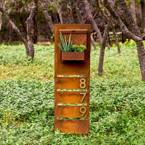 Barton Creek Mailbox Stand w/ Mailbox Included, Modern, Steel, Rust, Mid-Century, Post, Letter Box, Panel, Modern, Farmhouse, Custom