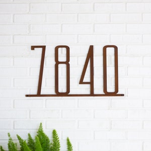 Narrow Mod Mettle Address Plaque, Condensed, Gift, Metal House Number Sign, Address Plaque, Modern House Numbers, Mid Century, Housewarming image 7