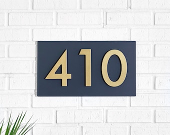 Windsor Address Sign w/ 6"H Silver, White, Black or Brass House Numbers, Address Plaque, Modern, Steel Signage, Magentic Aluminum Numbers