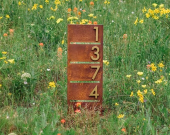 Enfield Yard Sign, 4&quot;H Numbers, Vertical, Sign on Stakes, Address Post, Address Sign, House Numbers, Modern