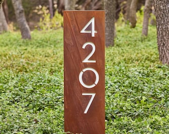 Customizable Oak Knoll Yard Sign - Modern Steel Address Sign with Stakes