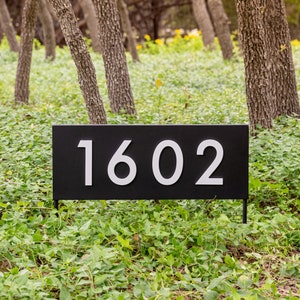 Spicewood XL Yard Sign, Sign on Stakes, Address Plaque, Address Sign, House Numbers, Lawn Sign, Address Post, 6&quot; Numbers, Custom Steel Sign