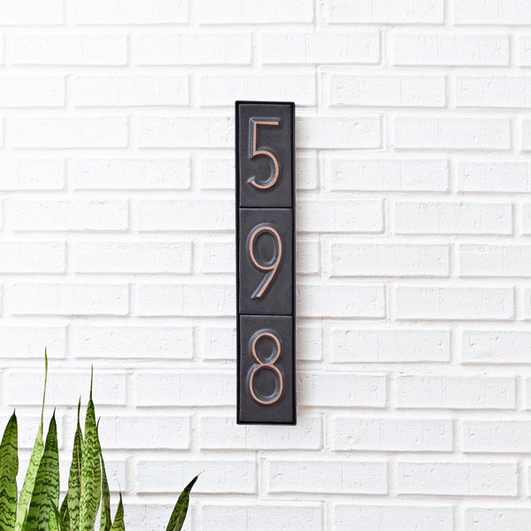 Mod Mettle x Clay Imports Vertical Address Sign, Address Plaque, Address Sign, House Numbers, Clay Tile Numbers, Handmade, Mid Century