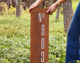 Lost Creek Yard Sign - Customizable Modern Steel Address Sign with Stakes