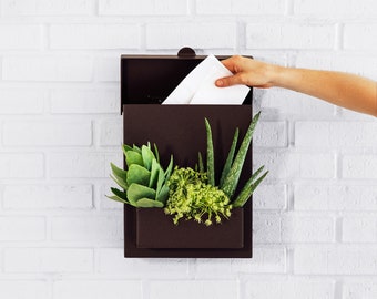 Plant & Post It Mailbox, Modern, Letter Box, Steel, Post Box, USPS, Planter, Succulents, Available in Grey, Brown, Rust, Black