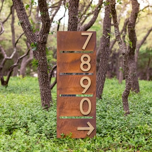Enfield XL Yard Sign, 6&quot;H Numbers, Vertical, Sign on Stakes, Address Plaque, Address Sign, House Numbers, Modern, Large Sign, Airbnb Sign