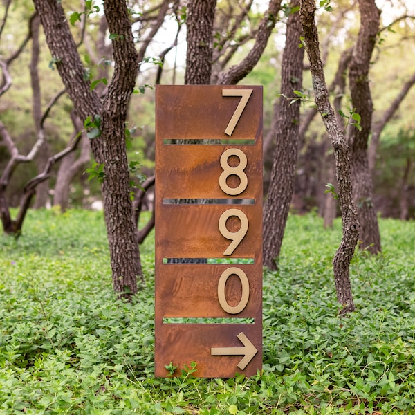Enfield XL Address Yard Sign: 6" Aluminum Numbers, Vertical Yard Plaque