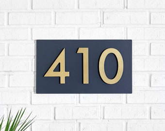 Windsor Address Sign w/ 6"H Silver, White, Black or Brass House Numbers, Address Plaque, Modern, Steel (Free Shipping)