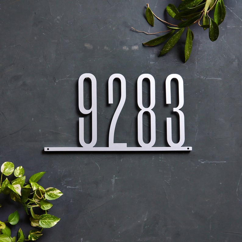 Narrow Mod Mettle Address Plaque, Condensed, Gift, Metal House Number Sign, Address Plaque, Modern House Numbers, Mid Century, Housewarming image 5