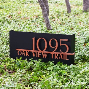 Lake Creek Yard Sign with Street Name, 6&quot;H Numbers, Rectangle, Sign on Stakes, Address Plaque, Large Address Sign, House Numbers