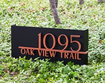 Lake Creek Yard Sign - Modern Steel Address Sign with Street Name