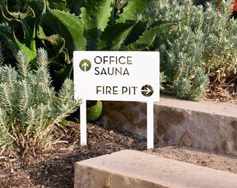 Customizable Steel Directional Yard Sign with Arrows - Modern House Sign