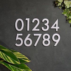 ONE 4&quot;H or 6&quot;H Silver Aluminum Magnetic Address Number, House Numbers, Street Numbers, Modern, Mid Century, Front Door Decor, Mailbox Number