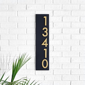 Zilker Vertical Steel Address Sign - Magnetic Aluminum Numbers, Custom House Plaque