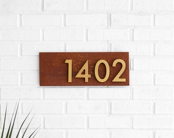 Allandale Address Sign w/ 4"H Silver, White, Black or Brass House Numbers, Address Plaque, Modern House Sign, Address Numbers, Modern