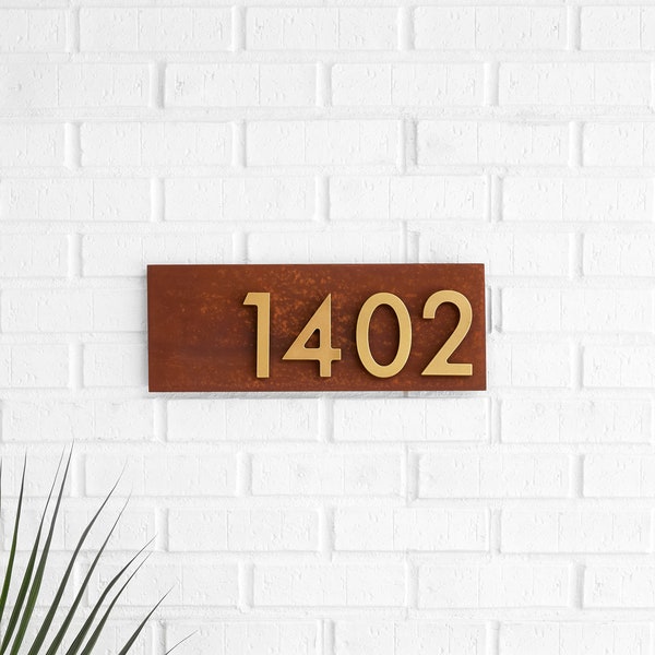 Allandale Address Sign w/ 4"H Silver, White, Black or Brass House Numbers, Address Plaque, Modern House Sign, Address Numbers, Modern