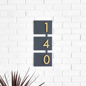 Rosedale Wall-Mounted Address Sign w/ Silver, White, Black or Brass Numbers, Retro, Mid Century, Address Plaque, Modern House Numbers