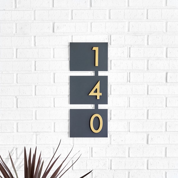 Rosedale Wall-Mounted Address Sign w/ Silver, White, Black or Brass Numbers, Retro, Mid Century, Address Plaque, Modern House Numbers