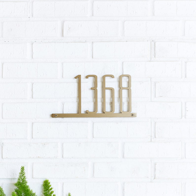 Narrow Mod Mettle Address Plaque, Condensed, Gift, Metal House Number Sign, Address Plaque, Modern House Numbers, Mid Century, Housewarming image 6